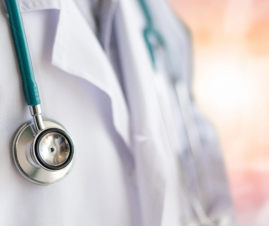 Close up of doctor with stethoscope