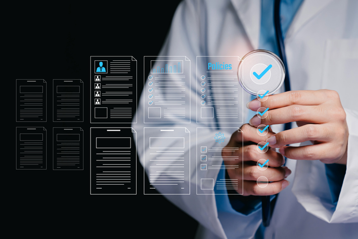 Closeup of doctor holding stethoscope